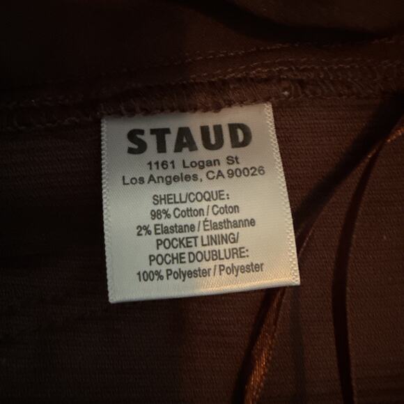 STAUD Womens Chisel Corduroy Pants Mahogany Solid Straight Button Zip Closure 2 - Picture 11 of 12